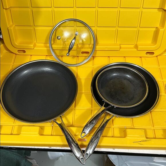 HEXCLAD 4 Piece Nonstick Stainless Steel Frying Pan Set 8,10 12” $400 - Picture 1 of 7